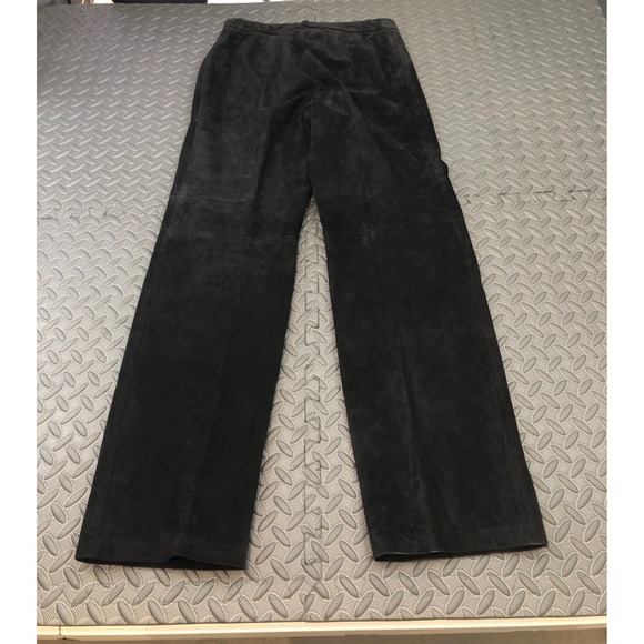 Nine West Pants Womens 12 Black Suede Leather Straight Leg High Rise Vintage - Picture 3 of 6